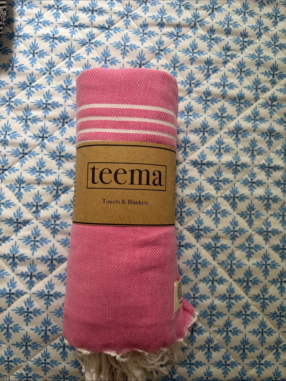 Teema Pink Striped Turkish Towel